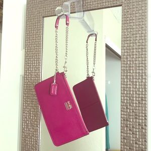 Coach Madison Chain Leather Wristlet in Magenta